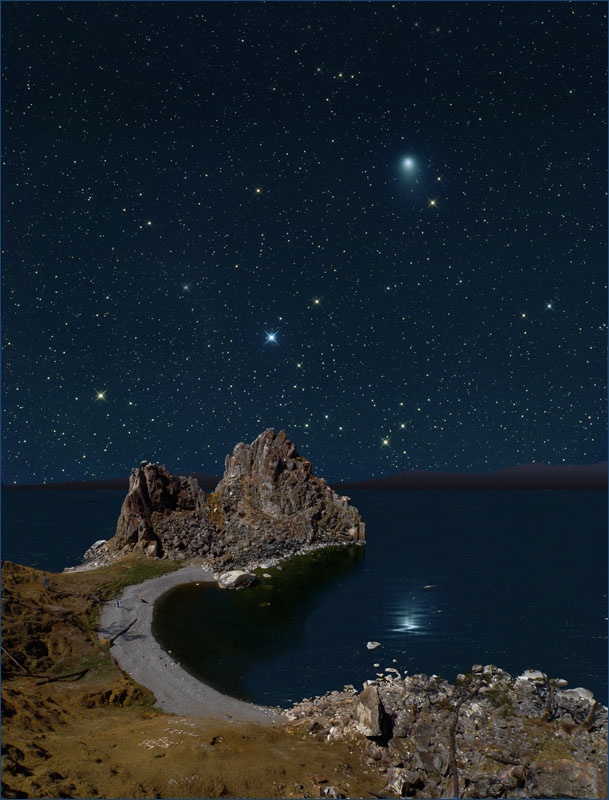 Night sky of Olkhon Island, Lake Baikal, Russia